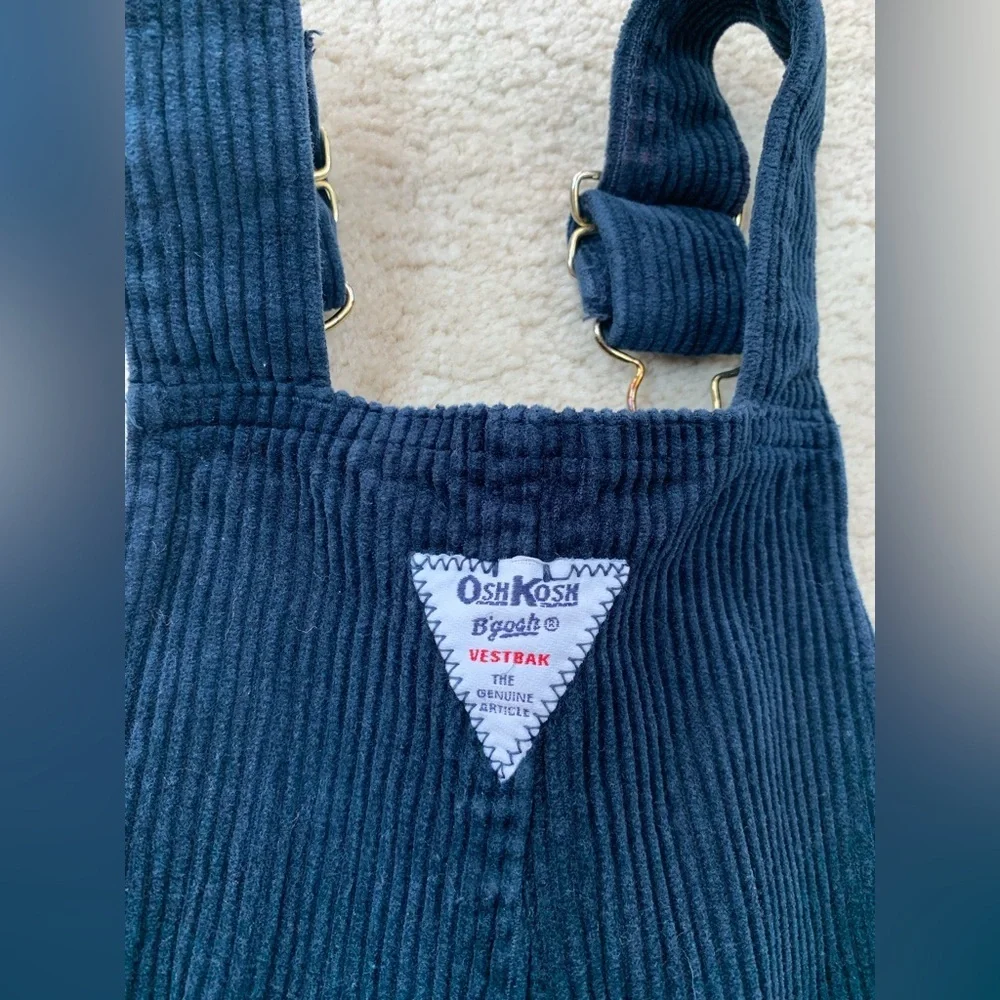 Vintage OshKosh Size 24 Months Blue Corduroy Bib Overalls